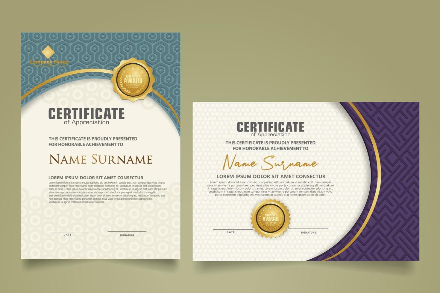 Set modern certificate template. vector