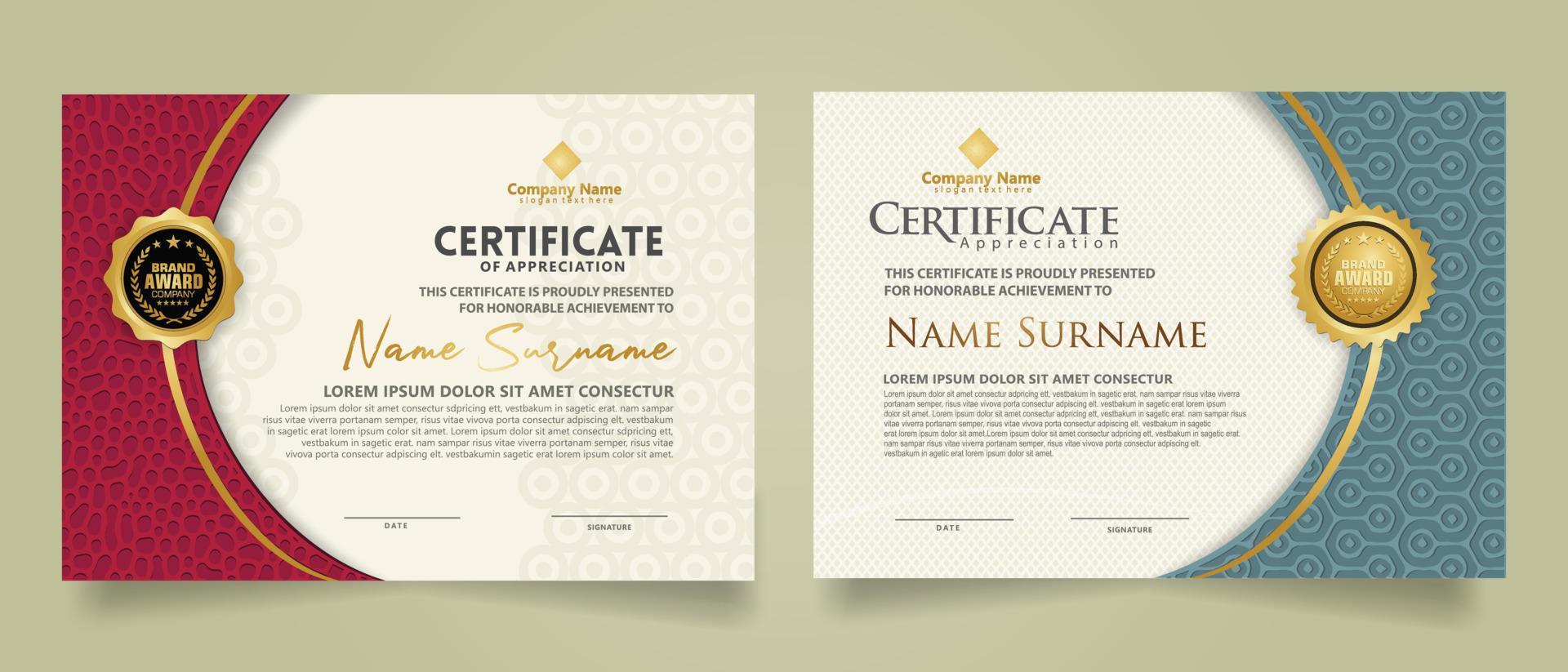 Set modern certificate template. vector