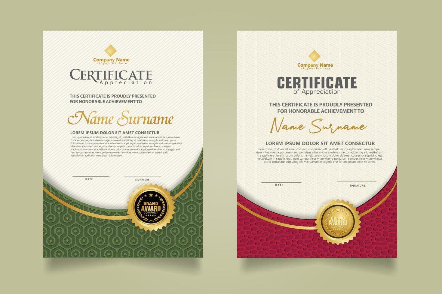 establecer una plantilla de certificado moderna. vector