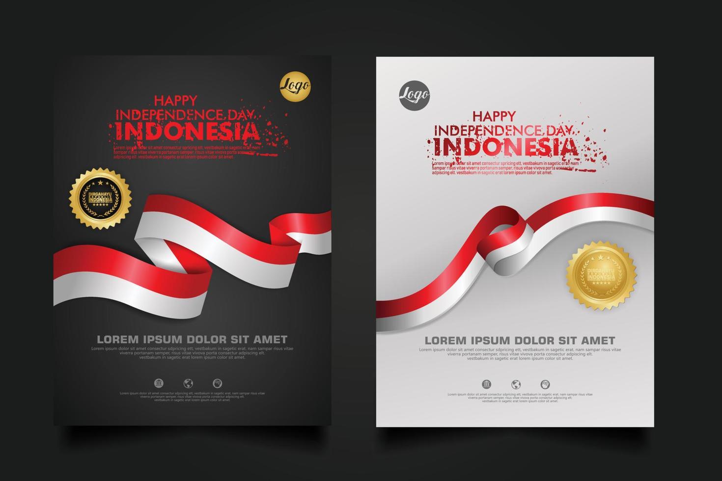 set Indonesia happy Independence Day background template. vector