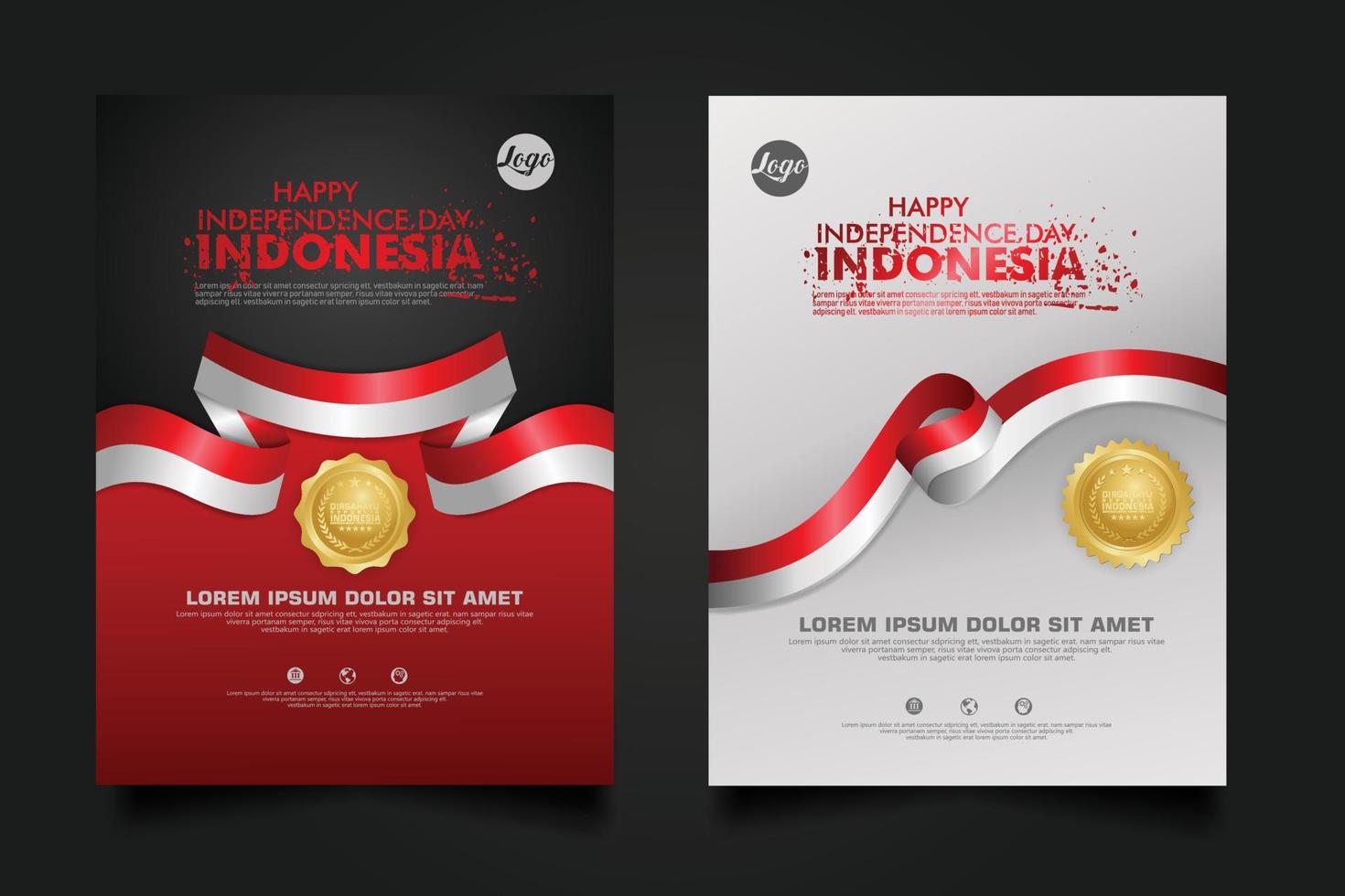 set Indonesia happy Independence Day background template. vector