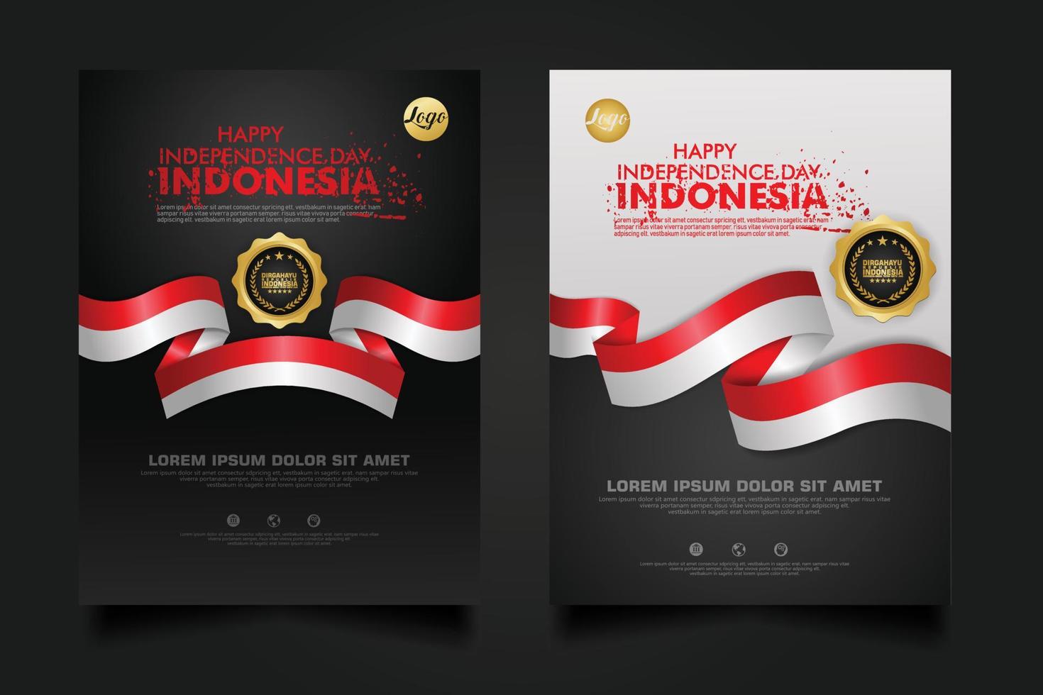 set Indonesia happy Independence Day background template. vector