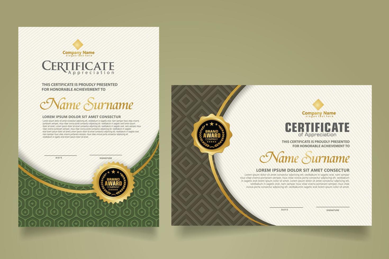 Set modern certificate template. vector