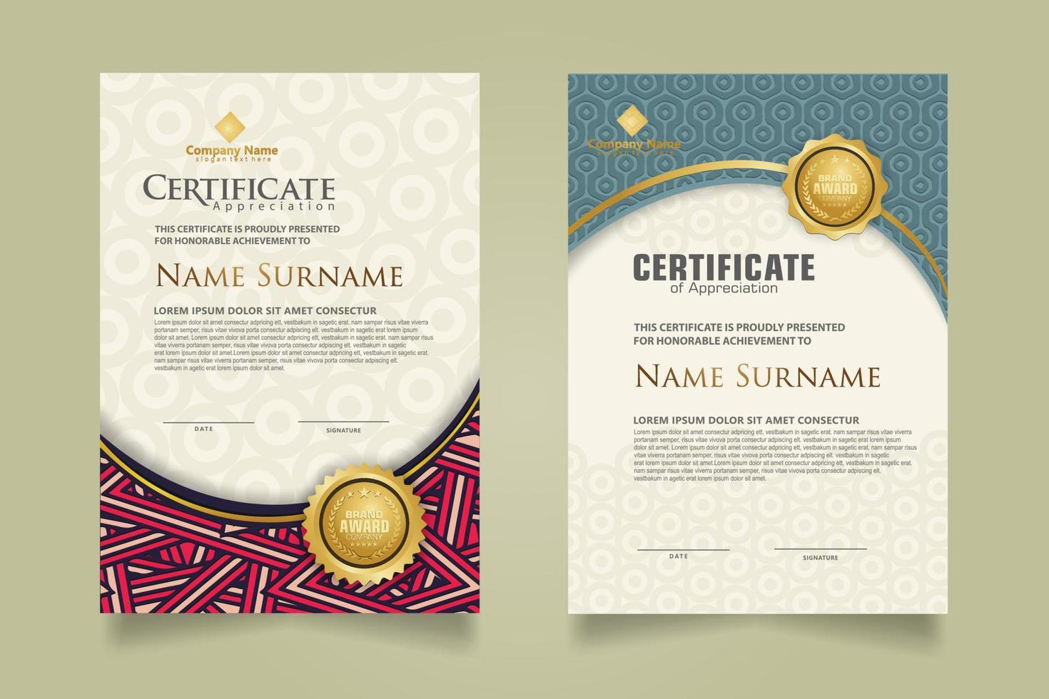 Set modern certificate template. vector