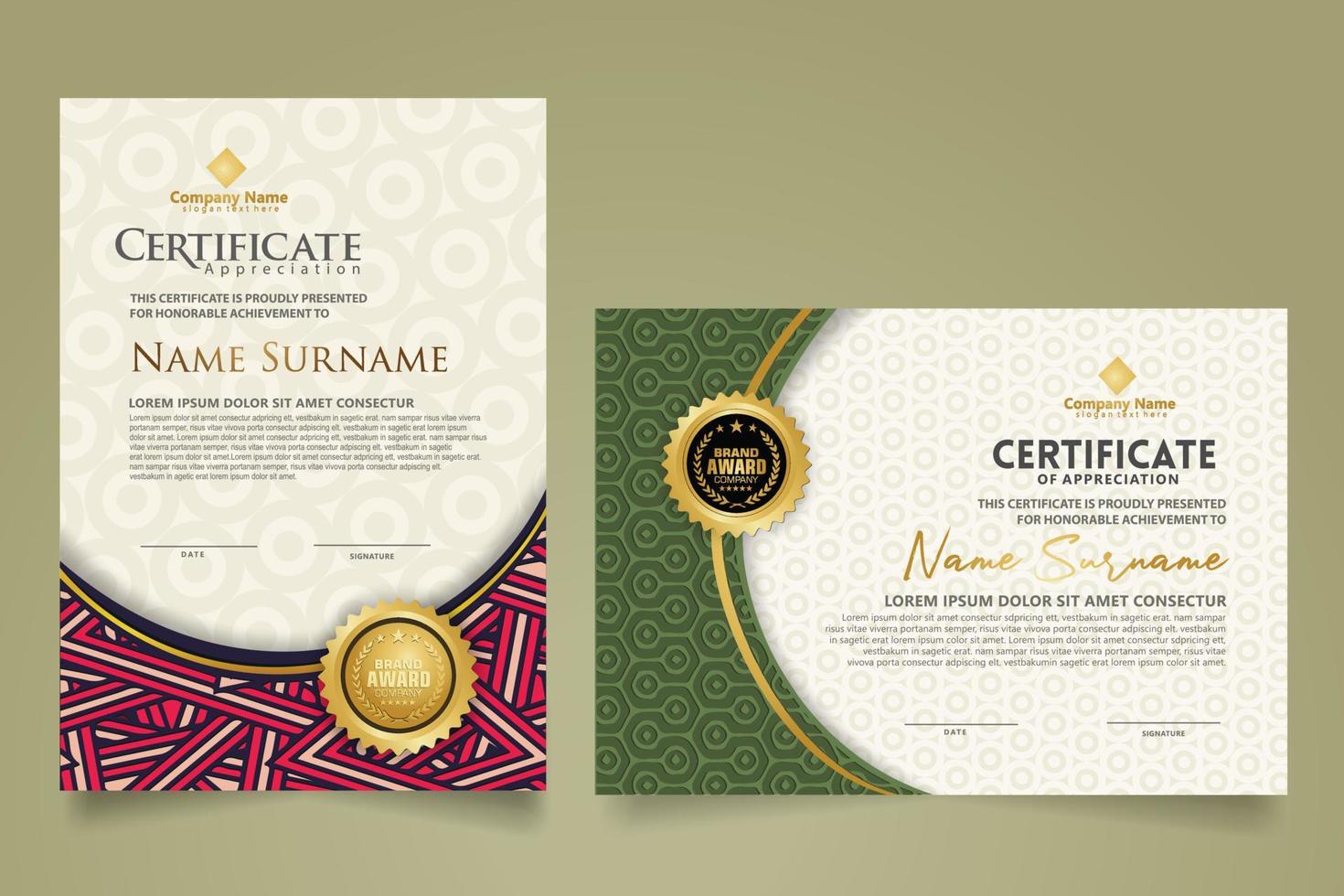 Set modern certificate template. vector