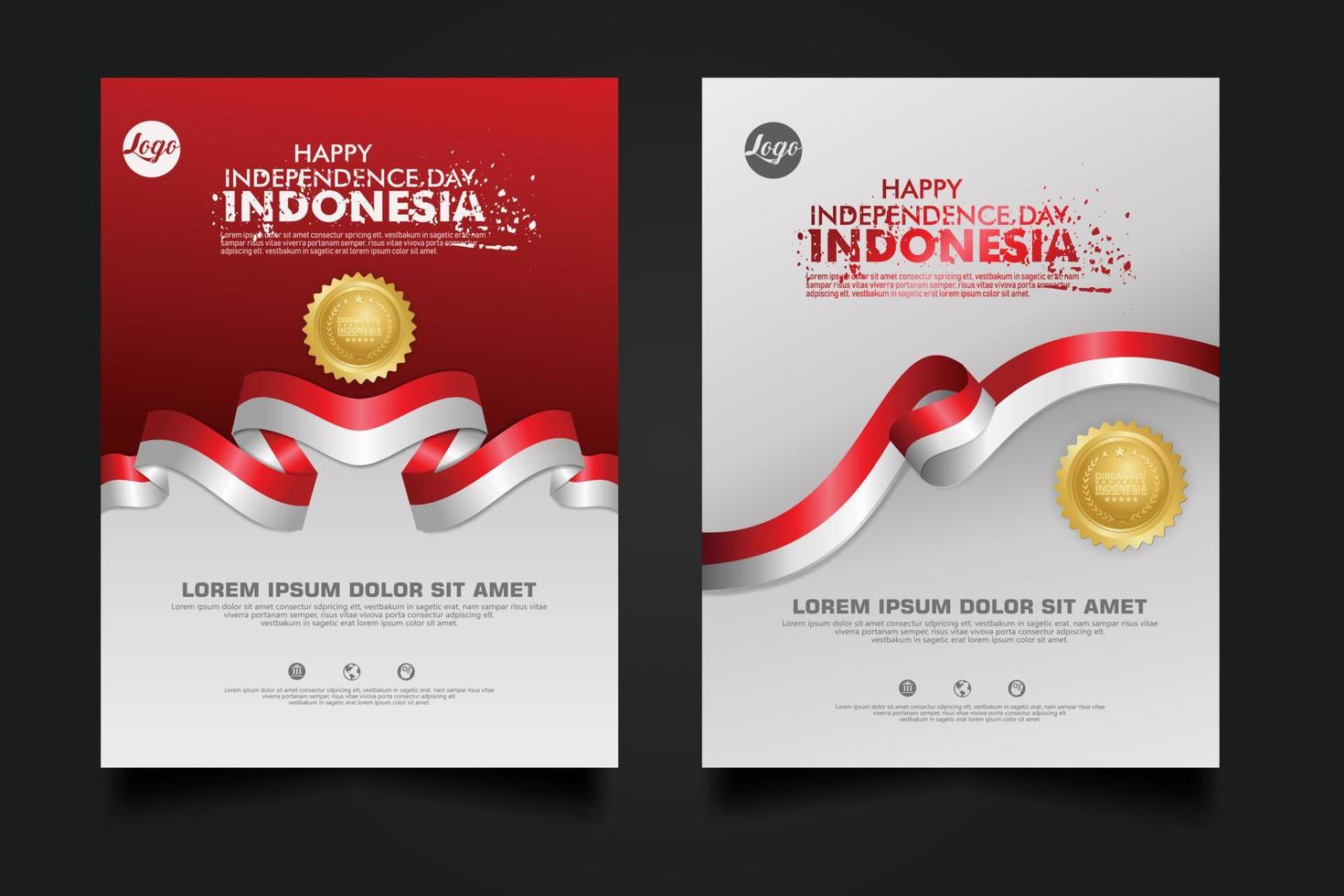 set Indonesia happy Independence Day background template. vector