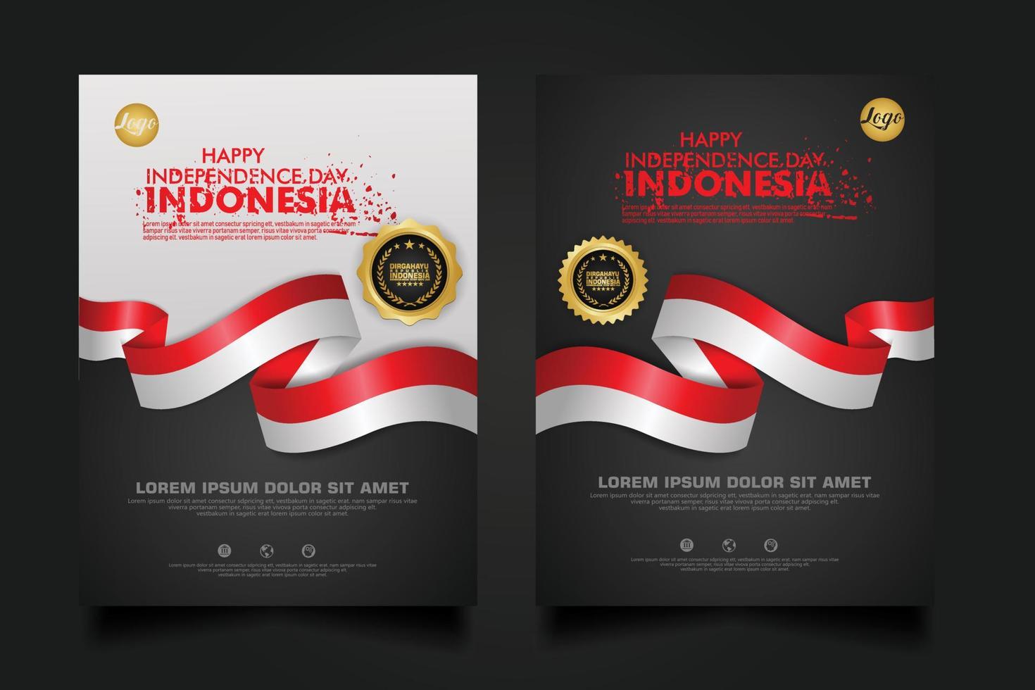 set Indonesia happy Independence Day background template. vector