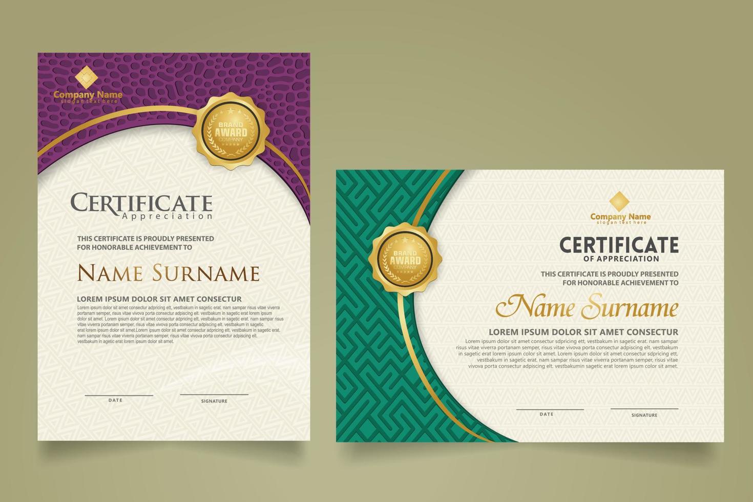 Set modern certificate template. vector