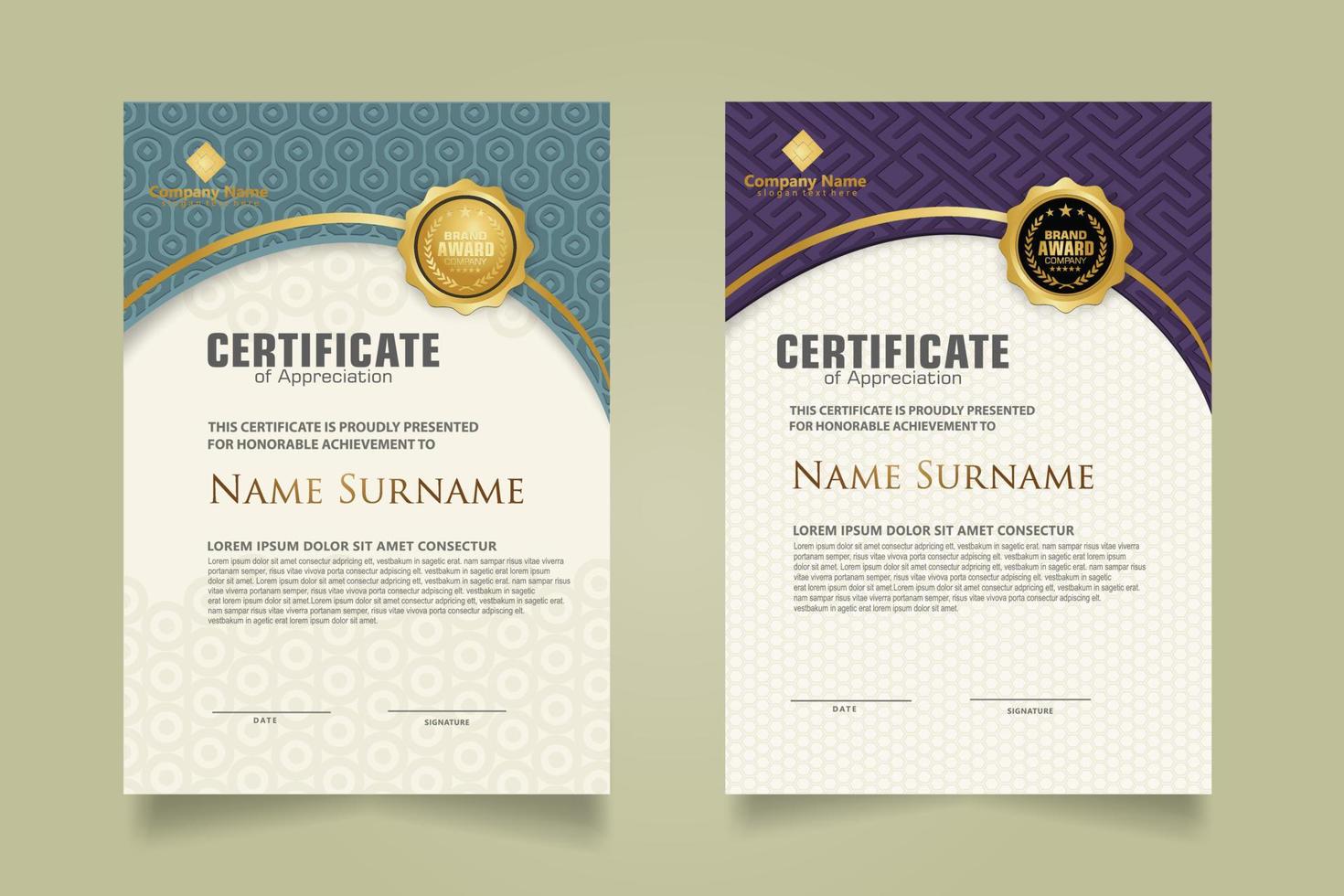 Set modern certificate template. vector