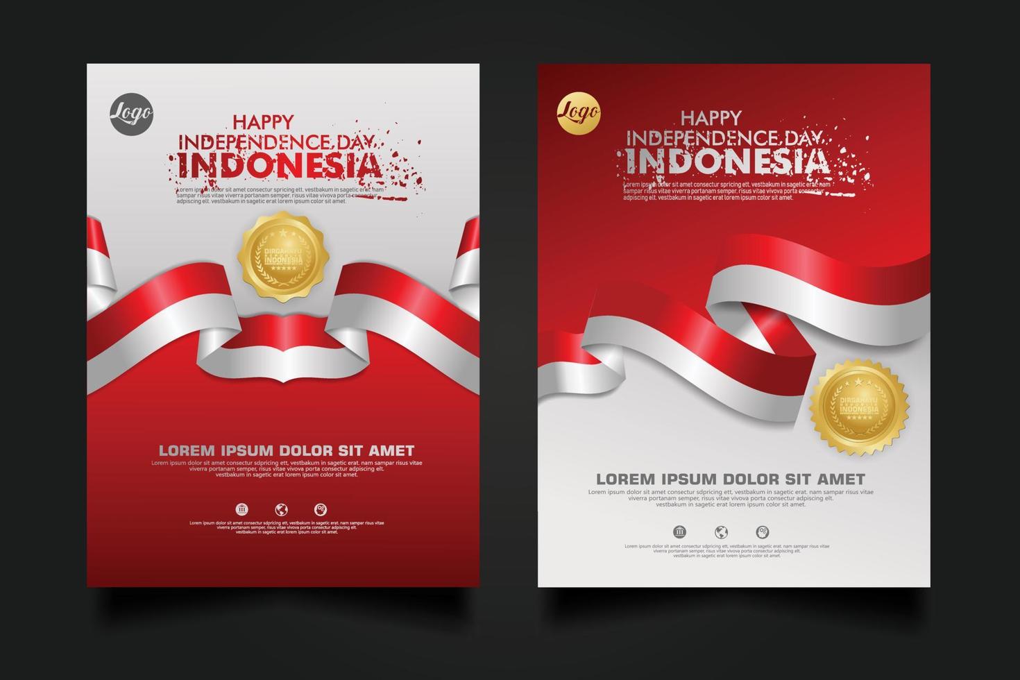 set Indonesia happy Independence Day background template. vector