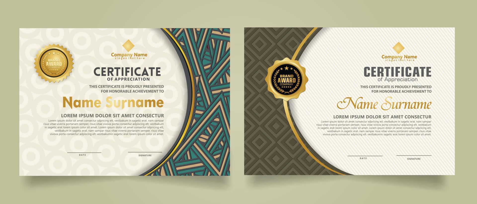 Set modern certificate template. vector