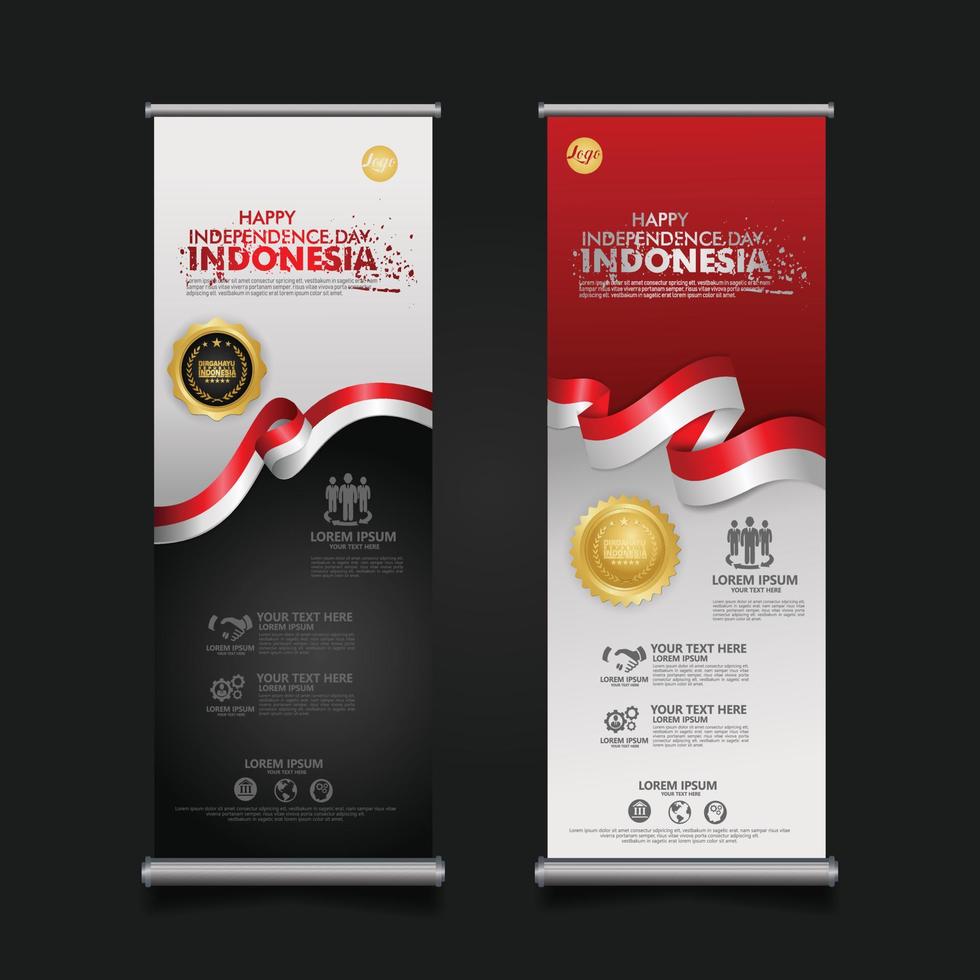 Indonesia Independence Day Celebration, roll up banner set design Vector Template Illustration