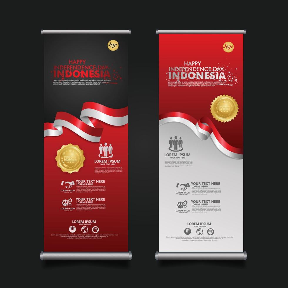 Indonesia Independence Day Celebration, roll up banner set design Vector Template Illustration