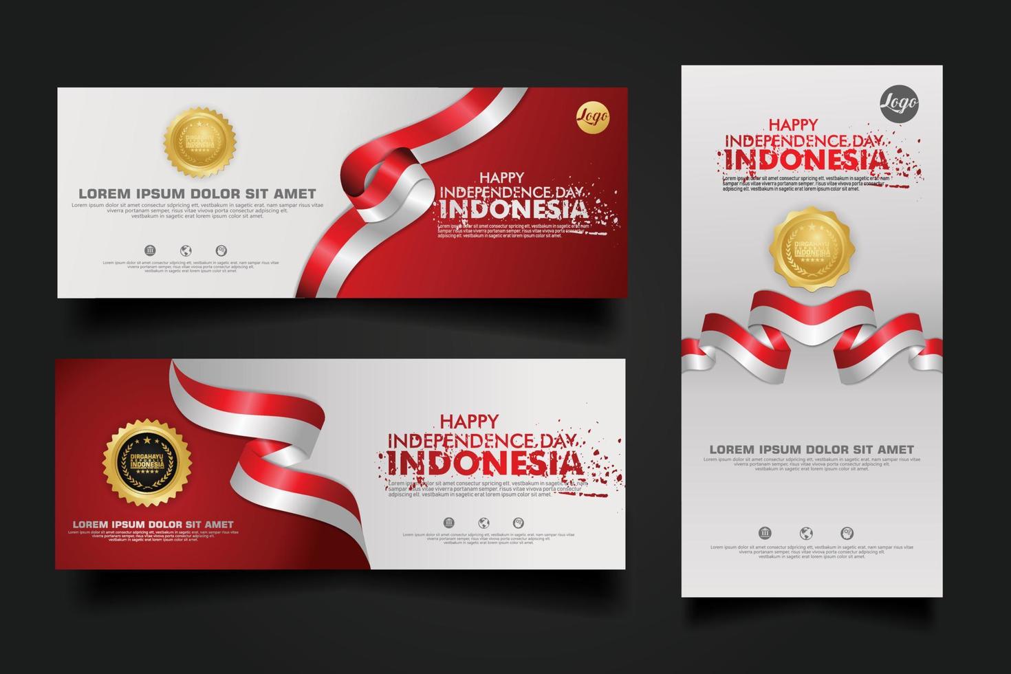 celebración del día de la independencia de indonesia, ilustración de plantilla de vector de diseño de conjunto de banners