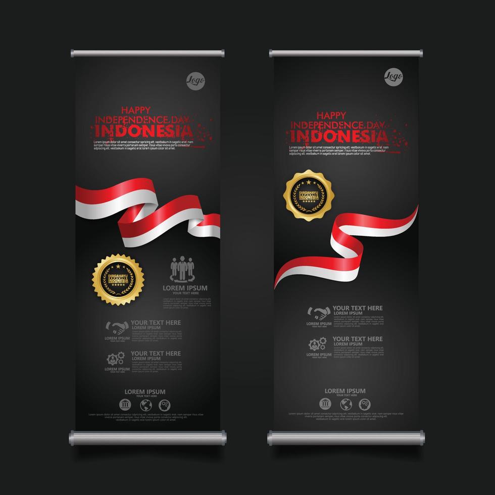 Indonesia Independence Day Celebration, roll up banner set design Vector Template Illustration