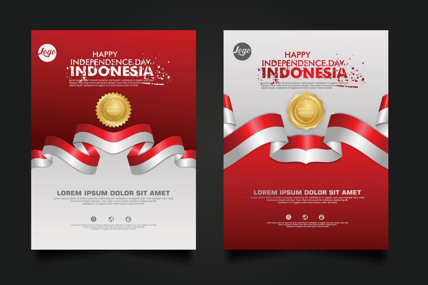 set Indonesia happy Independence Day background template. vector