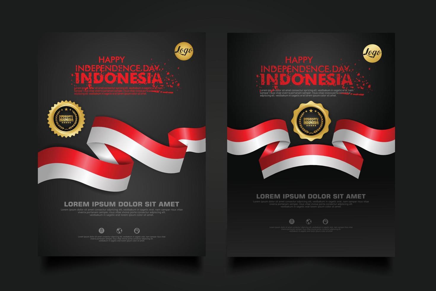 set Indonesia happy Independence Day background template. vector