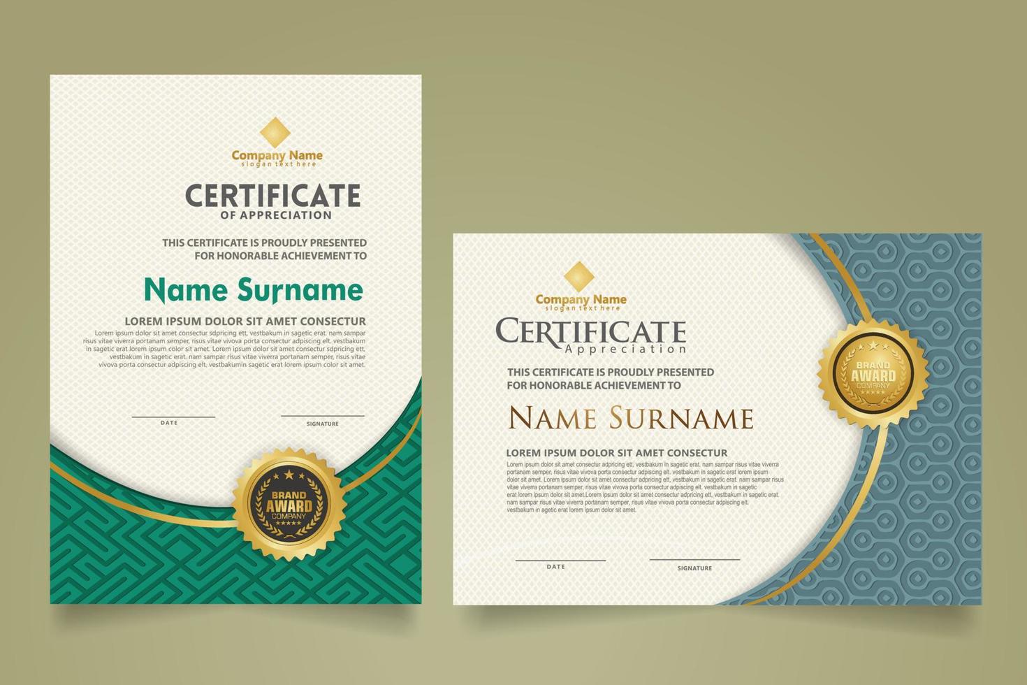 Set modern certificate template. vector