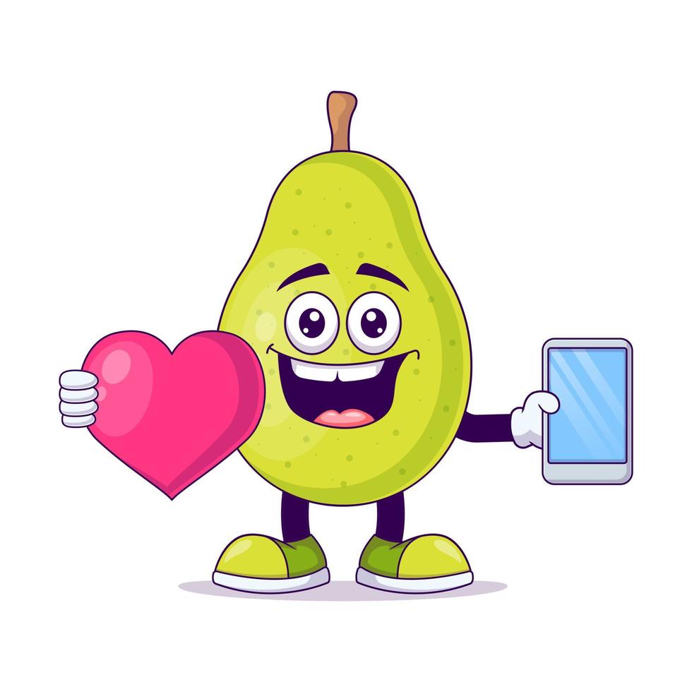 Cute pear with love cartoon vector illustration design