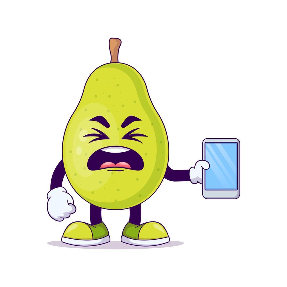 Cute pear cartoon showing disgust expression vector