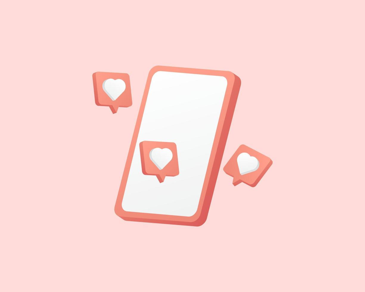 Social media concept on pink mobile phone icon designs vector