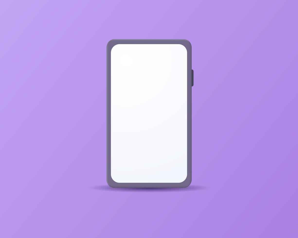 3D cartoon smartphone isolated on purple background vector