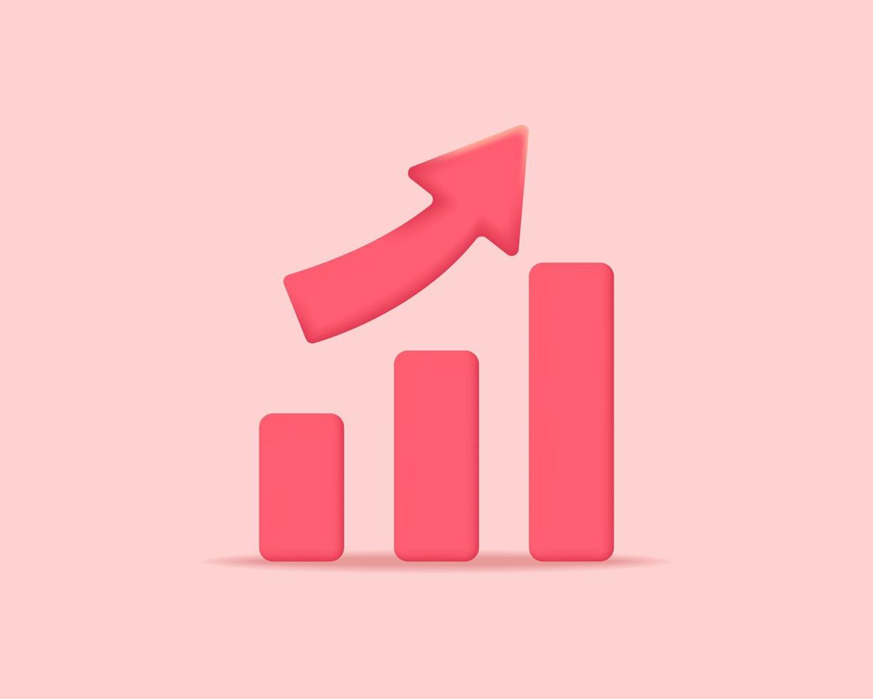 3d growth realistic icon vector concept