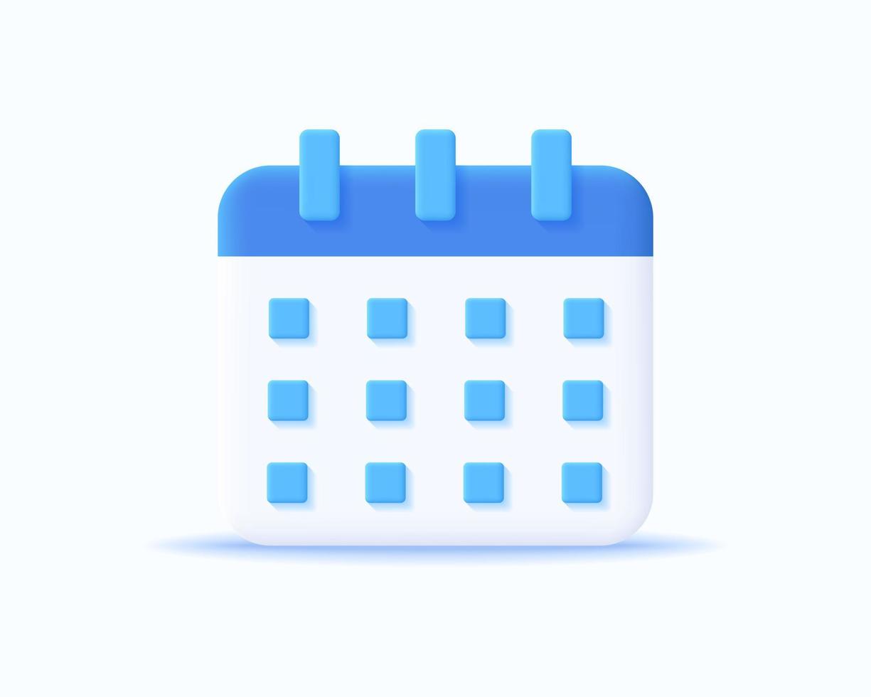 3d calendar realistic icon vector concept