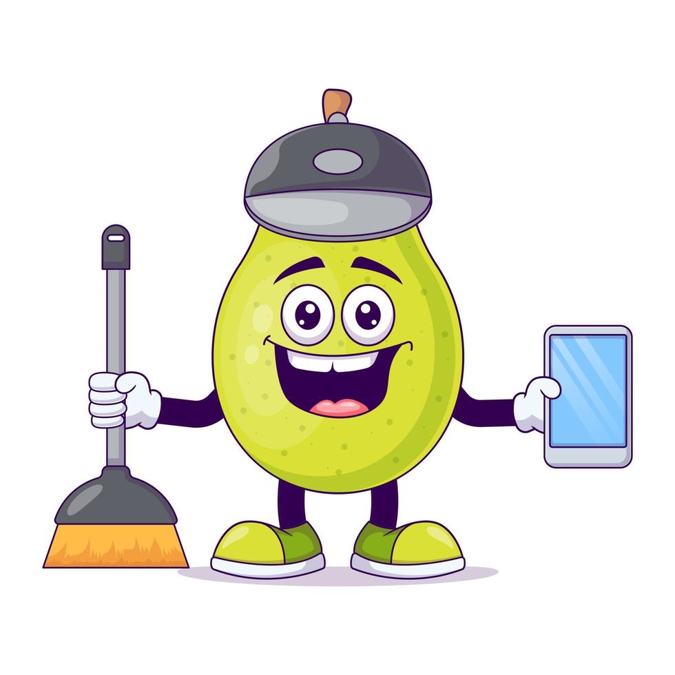 Cute cleaner pear cartoon vector illustration design