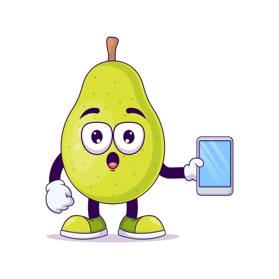 Cute pear cartoon showing surprised expression vector