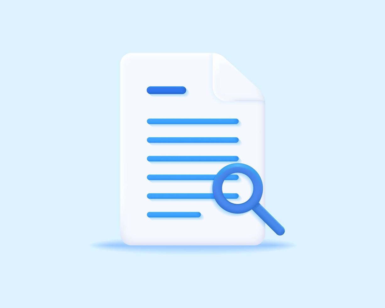 3d search file realistic icon vector concept