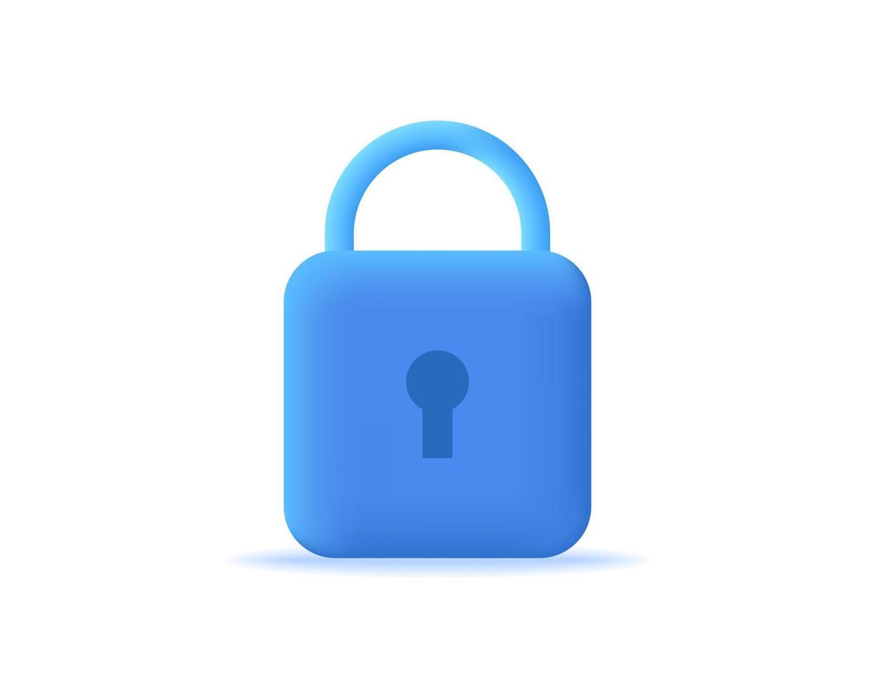 3d padlock realistic icon vector illustration