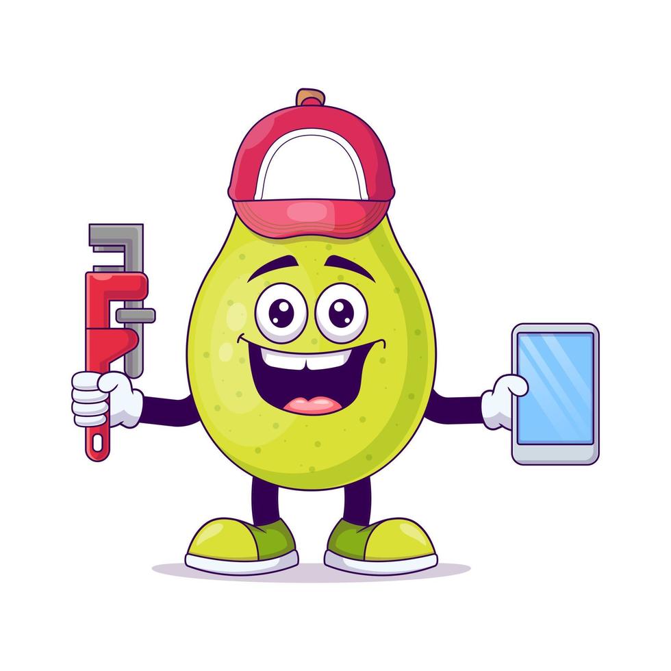 Cute plumber pear cartoon vector illustration design