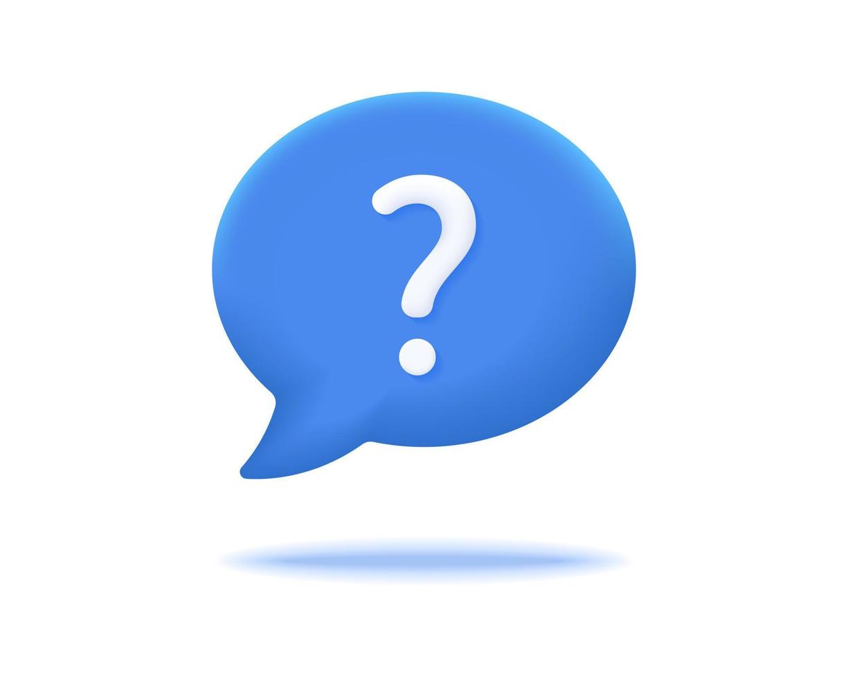 3d speech bubble with question mark realistic icon vector