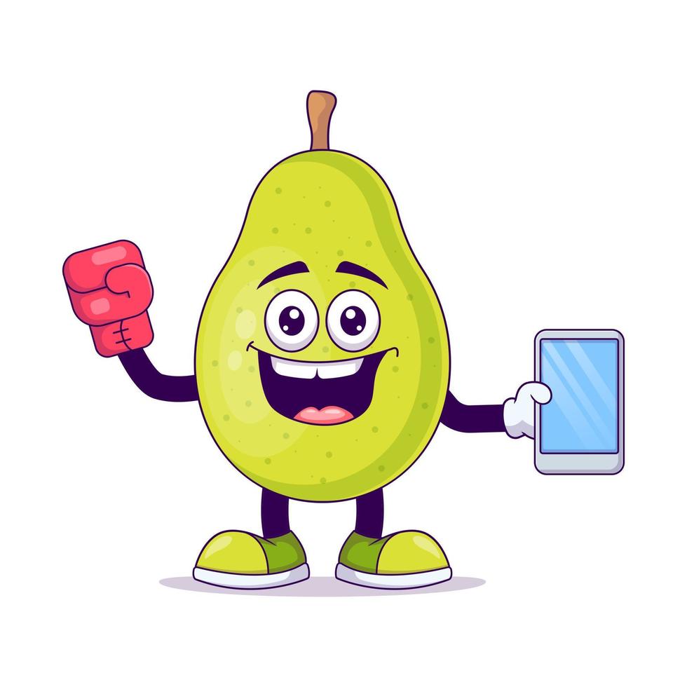 Cute boxing pear cartoon vector illustration design