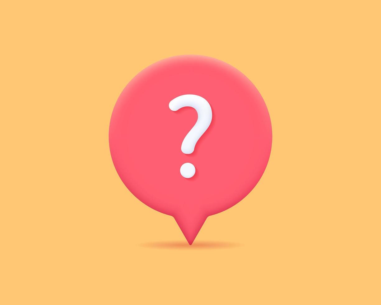 3d question realistic icon vector illustration