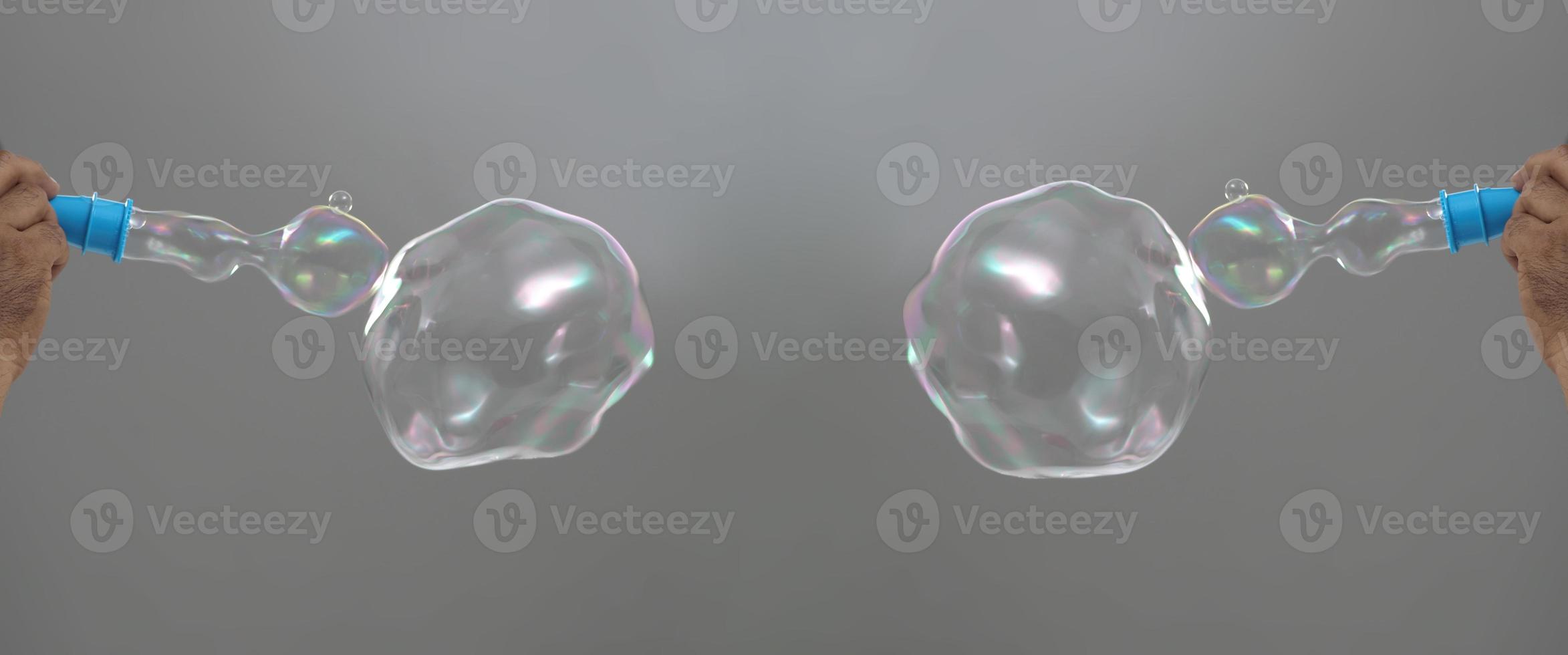 Soap bubble drop or Shampoo bubbles floating like flying in the air photo