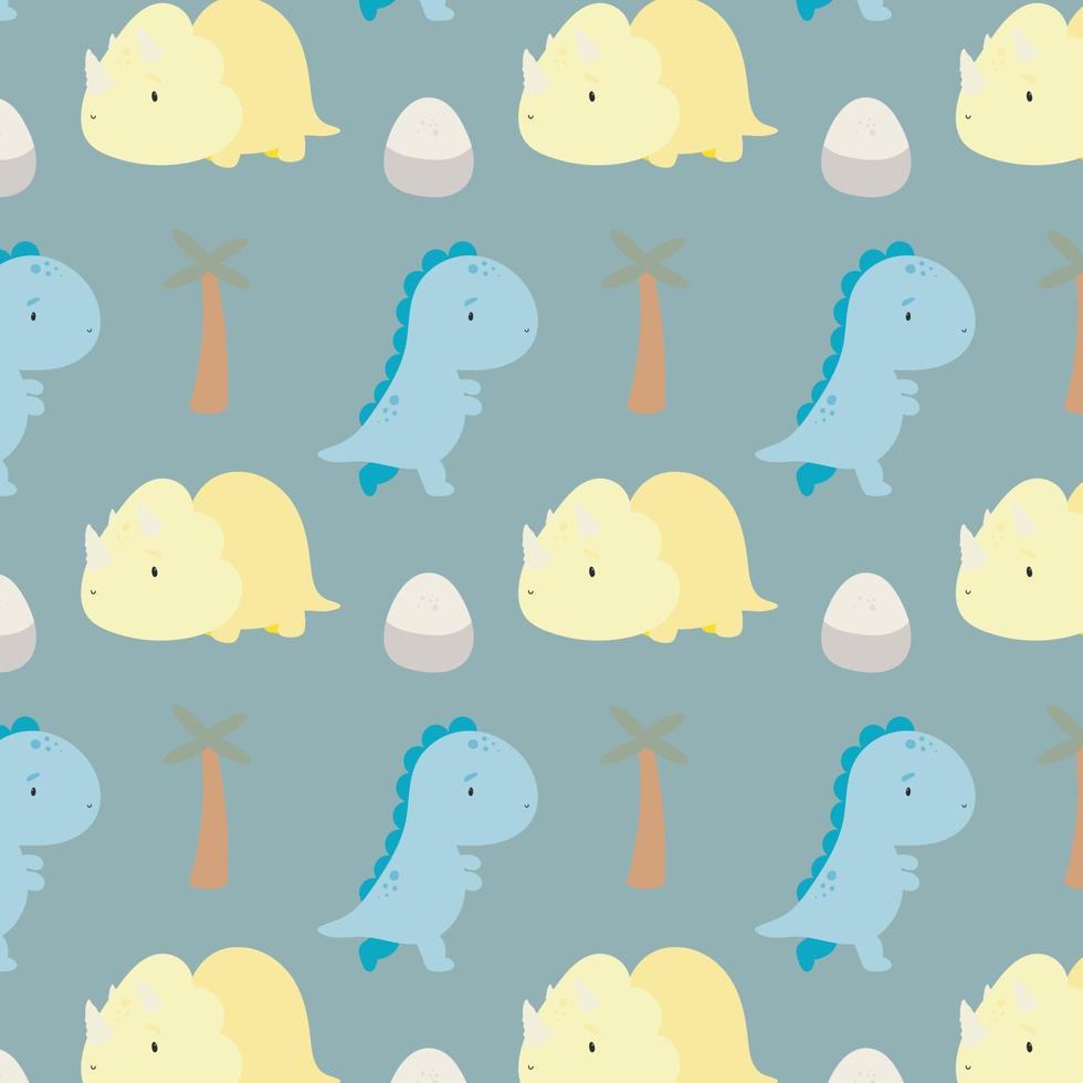 Pattern with Cute Dinosaurs. Illustration in vector. For greeting card, posters, banners, the card or stick, printing on the pack, printing on clothes, fabric, wallpaper. vector