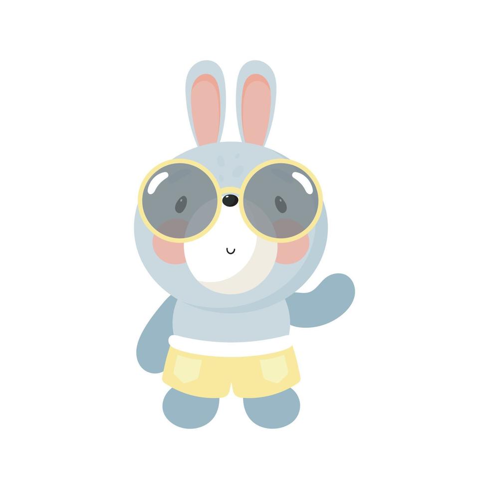 Cute Rabbit in Sunglasses. Vector illustration in cartoon style.