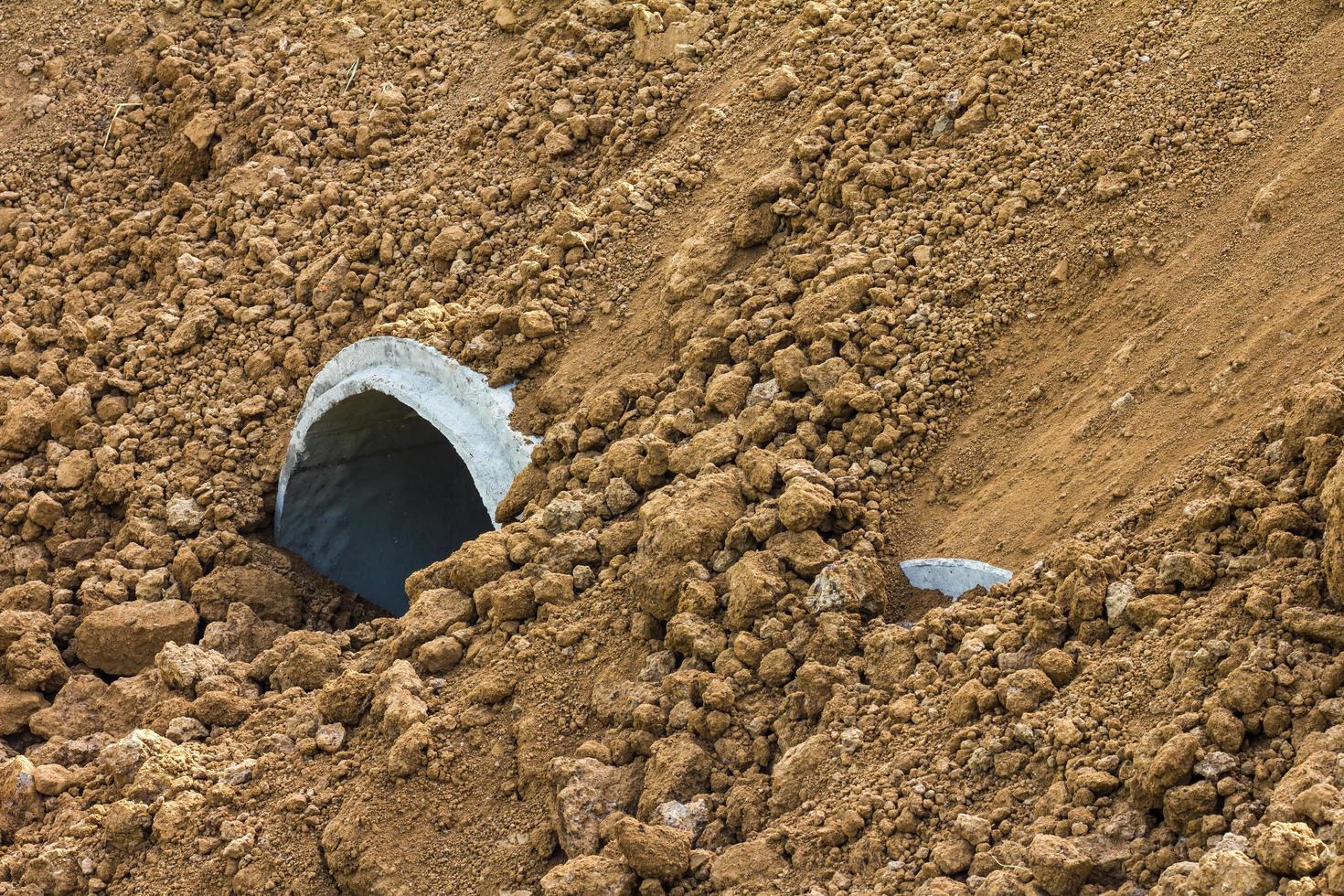 Concrete pipe pile soil photo