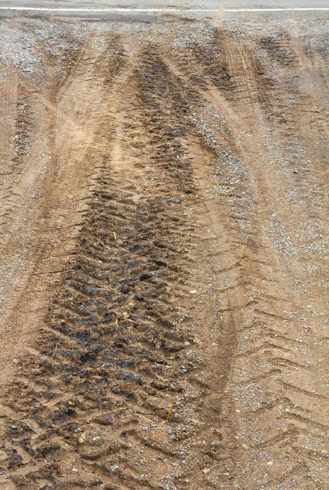 Wheel tracks, gravel roads photo