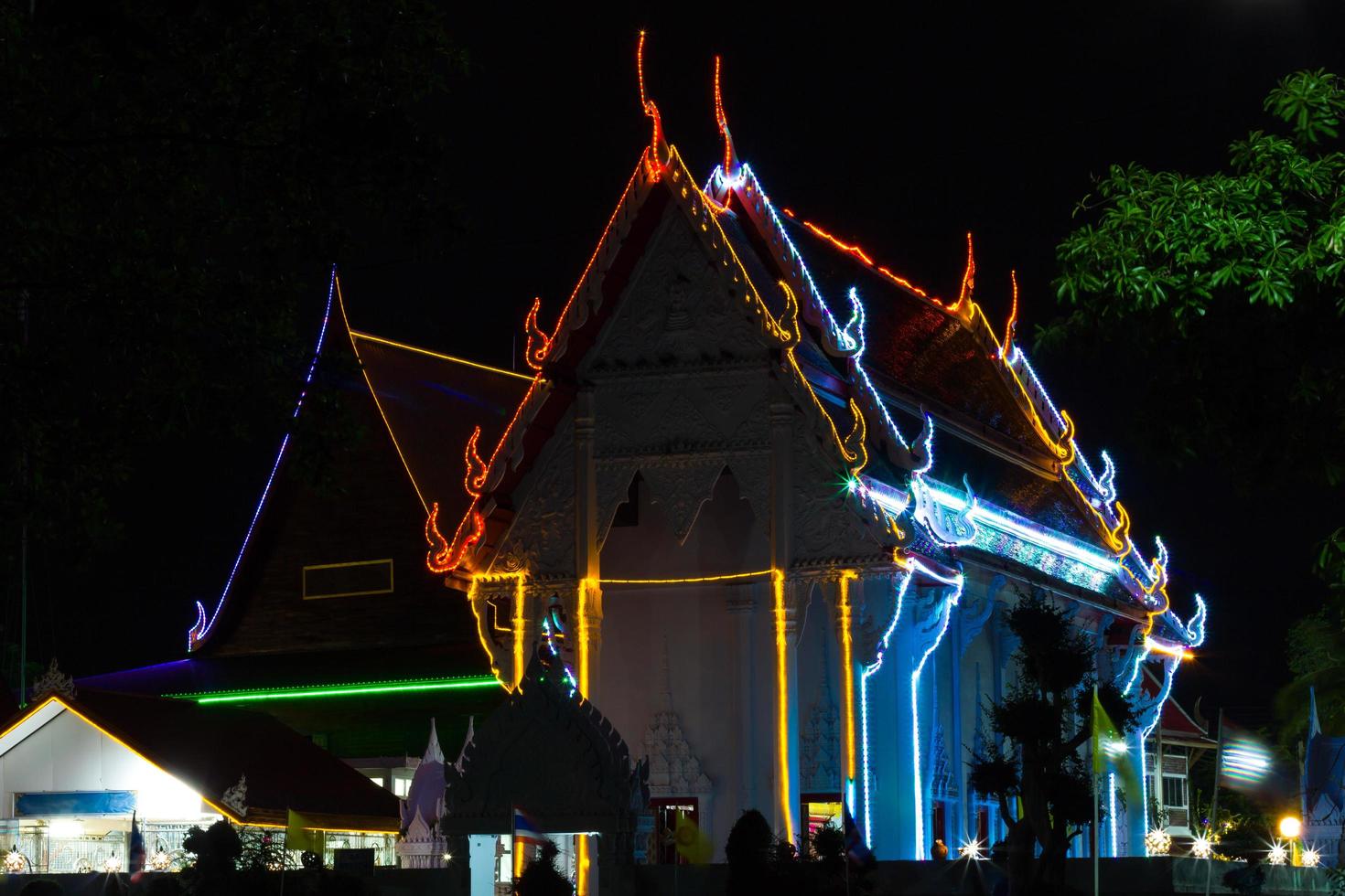 Colorful lights Buddhist Church photo