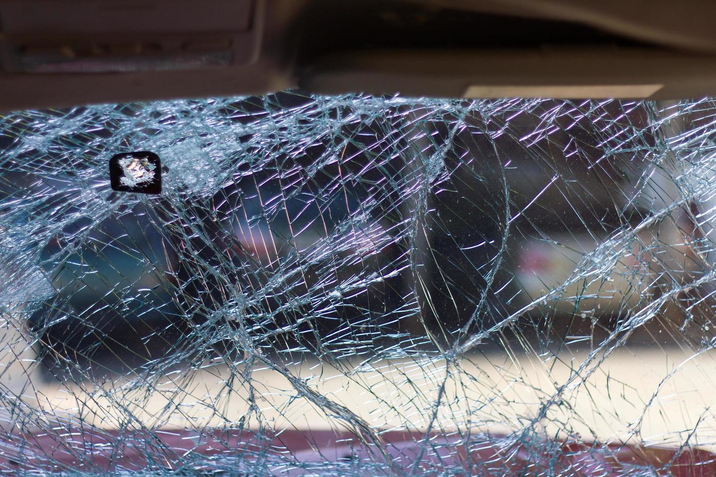 Windshield broken car park. photo