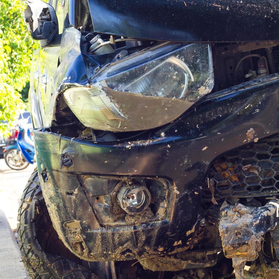 Front wrecked car accident. photo