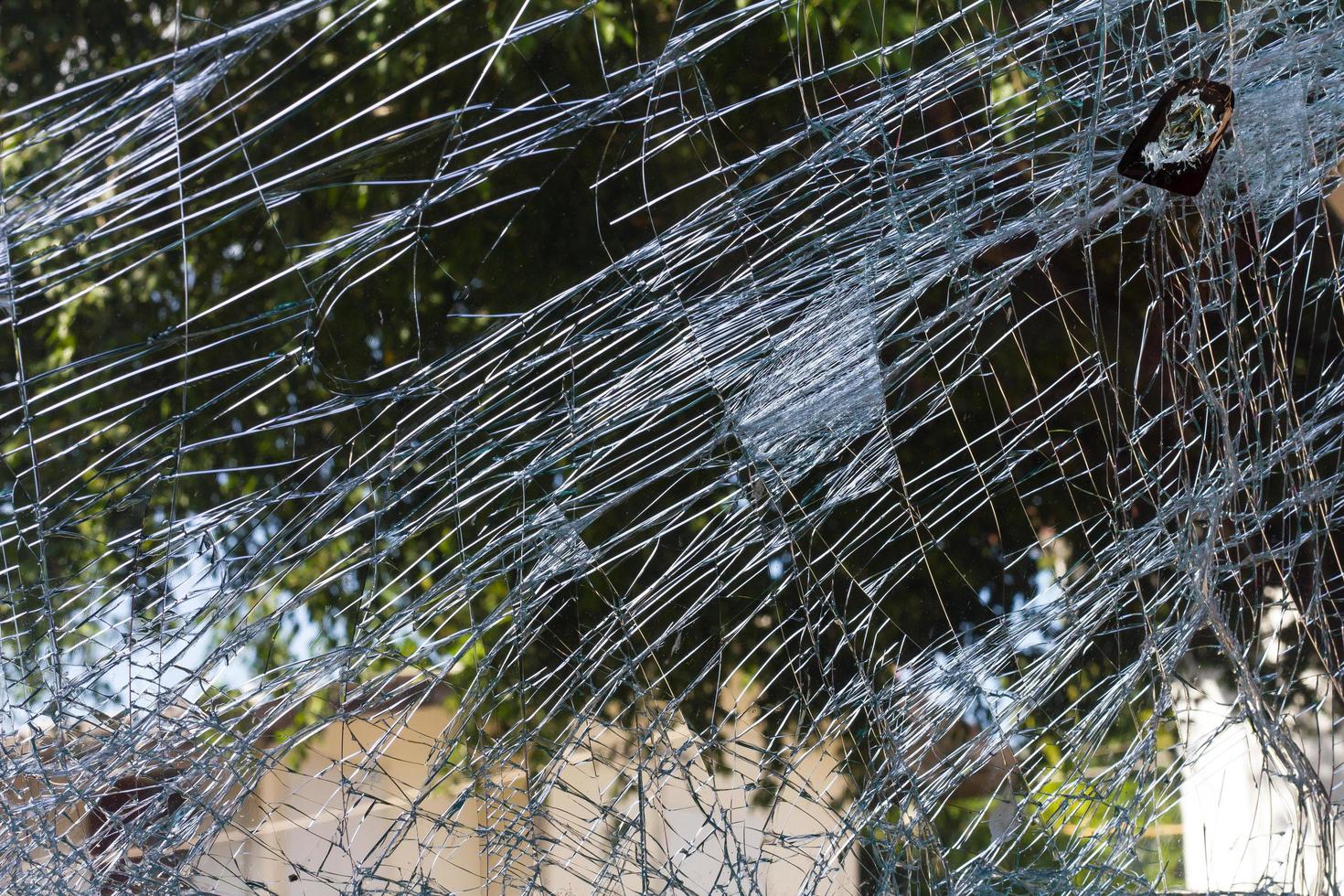 Close cracked windshield. photo