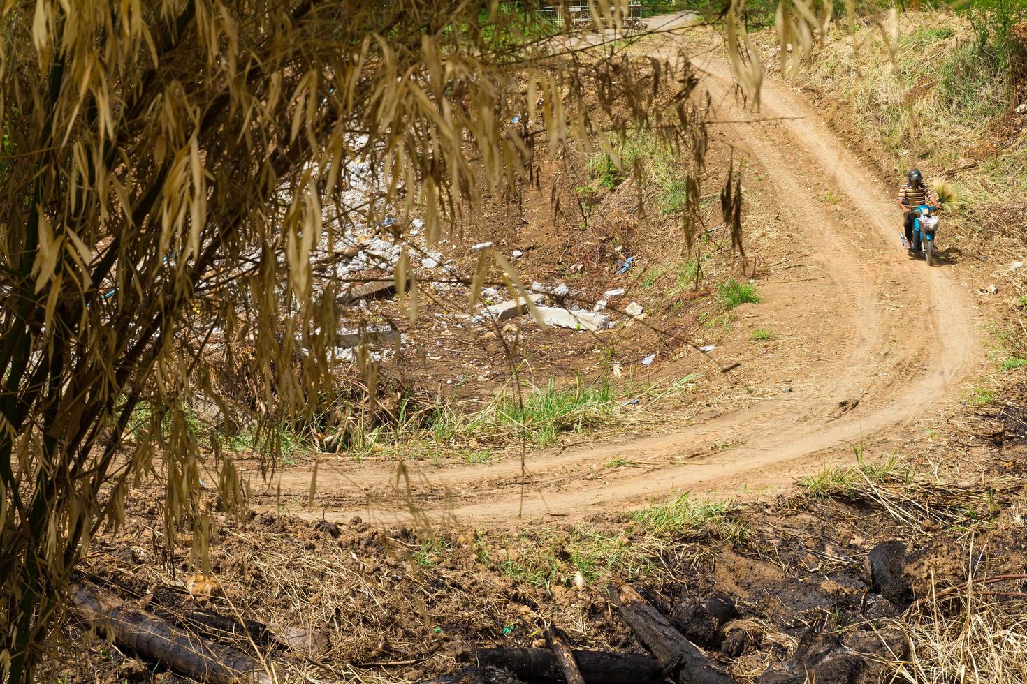 Motorists crossing a dirt road photo