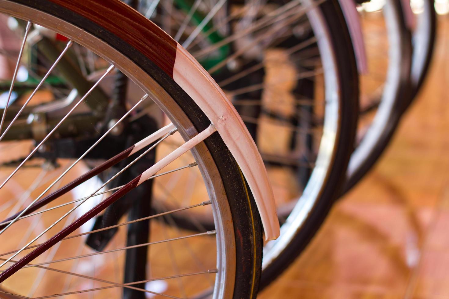 Antique bicycle wheels photo