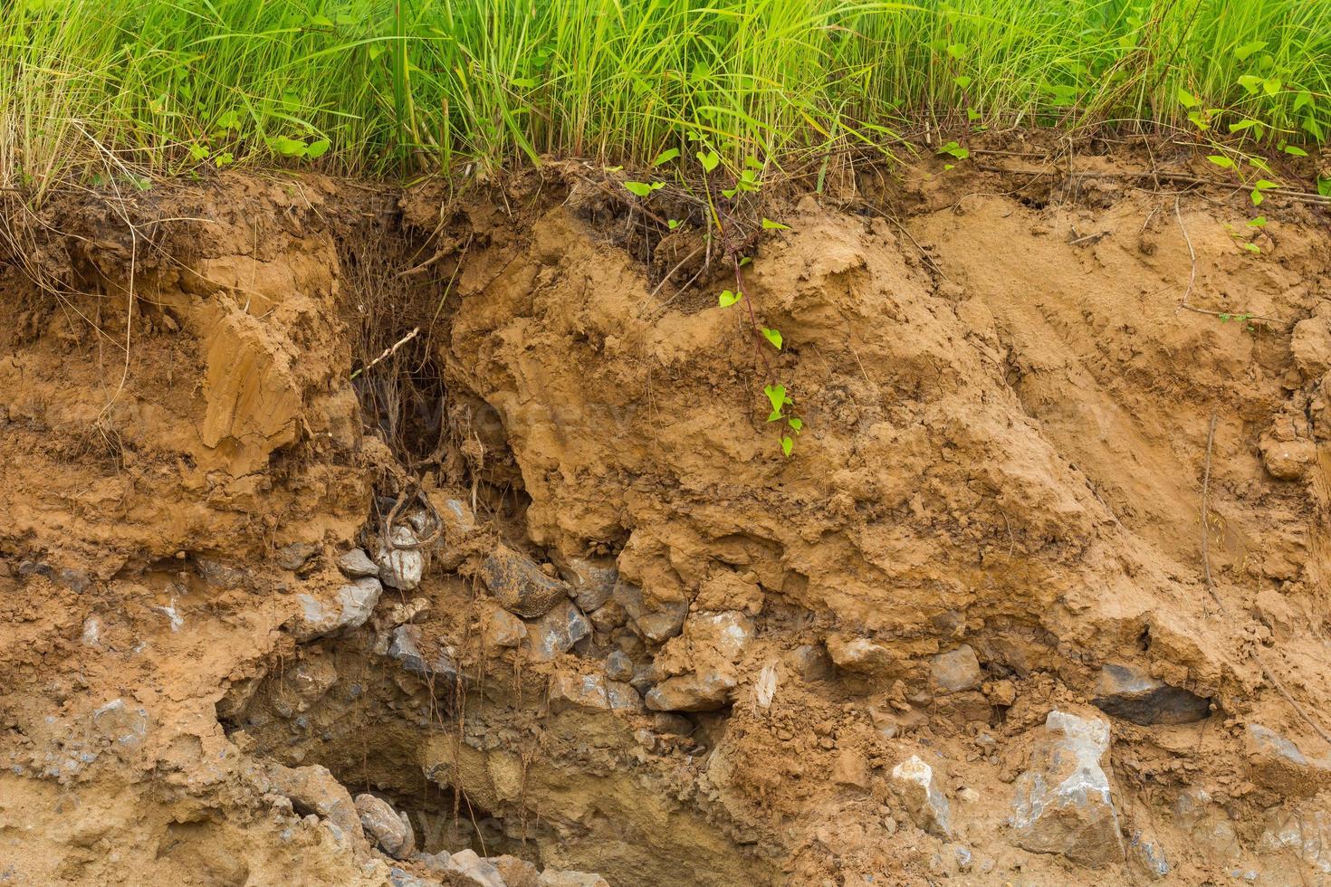 Cliffs, rocky soil erosion grass photo