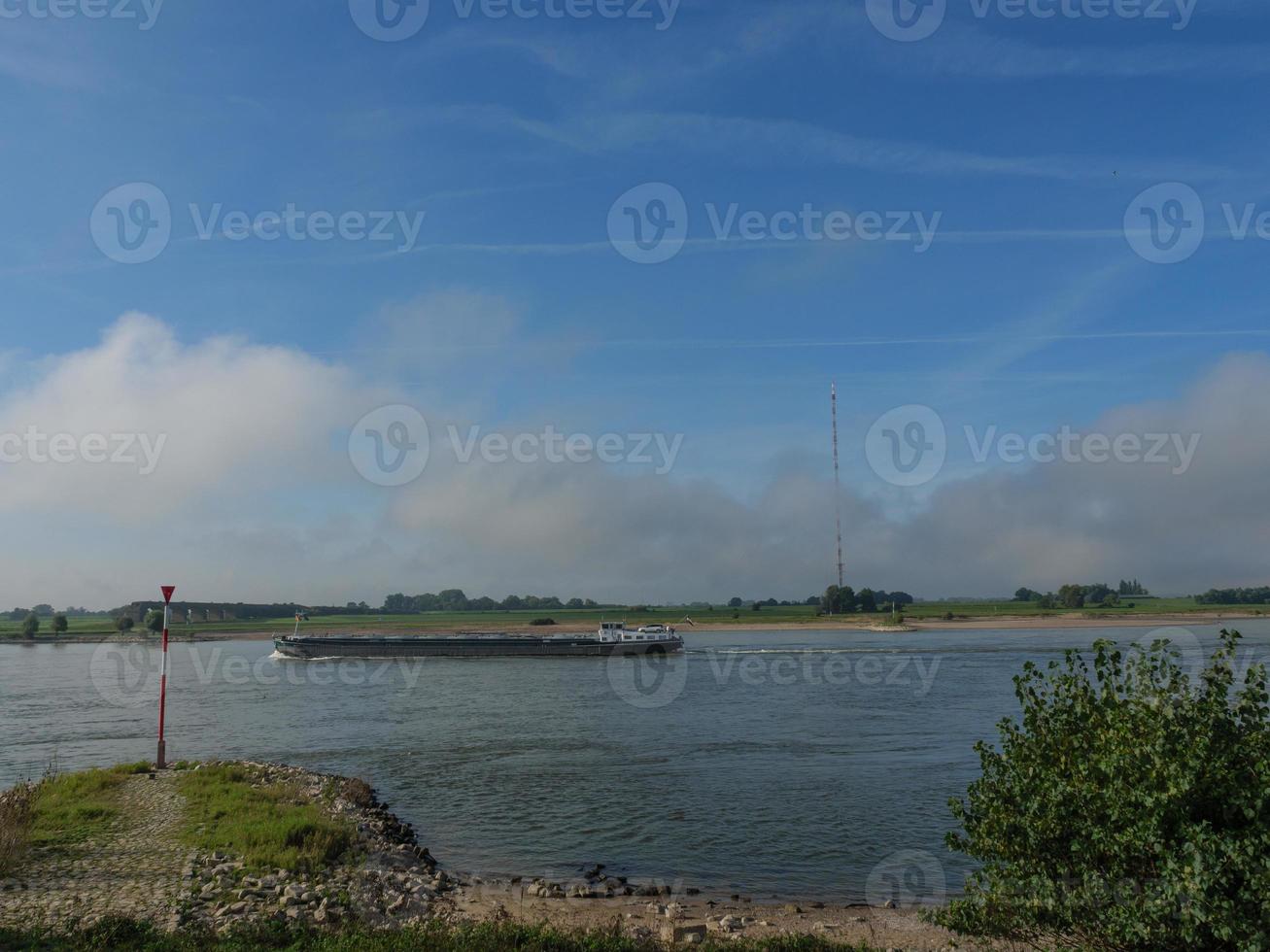 the Rhine river near Wesel in the morning photo