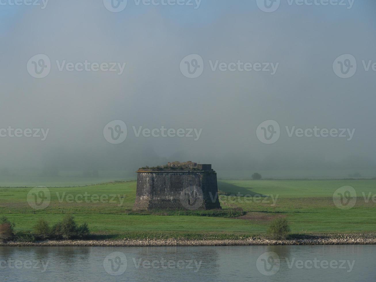 the Rhine river near Wesel in the morning photo